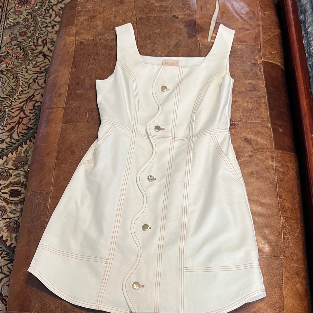 Ciebon Alanni square neck scallop button up dress